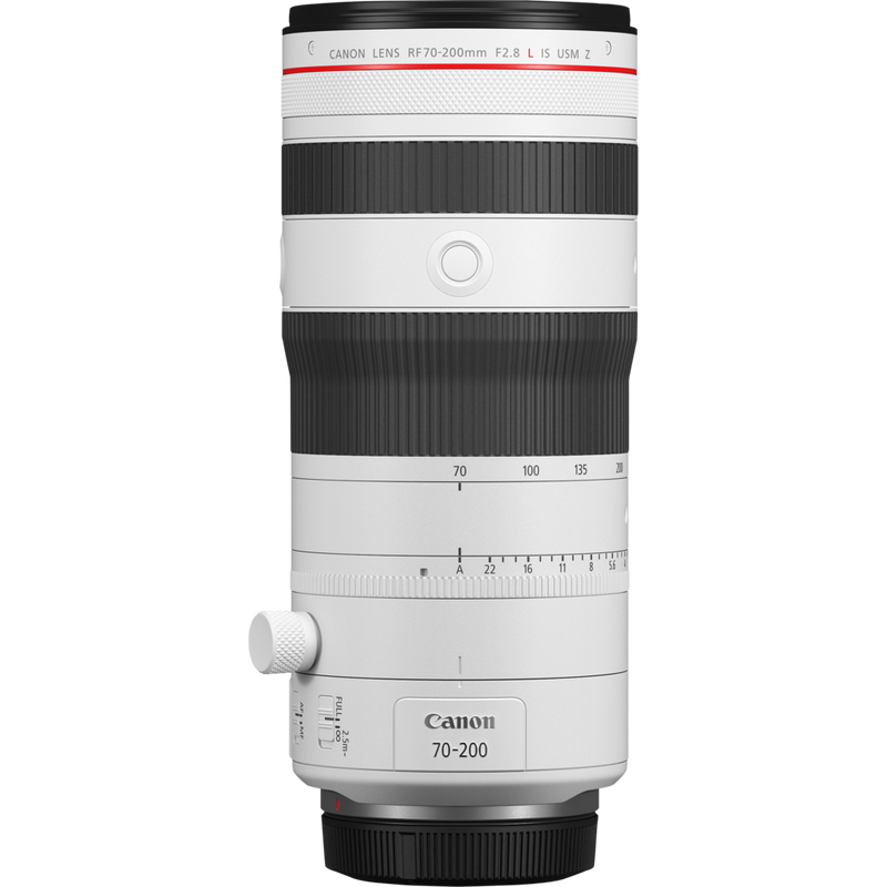 Canon RF 70-200mm F2.8L IS USM Z Objektiv, weiß Produkt Vorderansicht mit Objektivdeckel