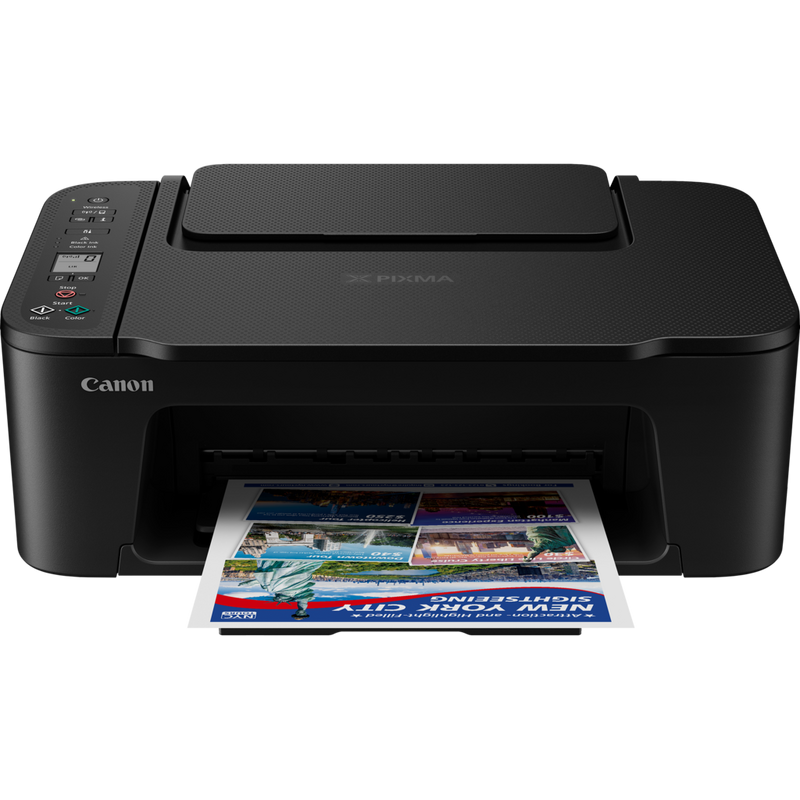 Canon PIXMA TS3750i WLAN-Farb-Multifunktionssystem Fotodrucker, Schwarz Produkt Vorderansicht mit geöffnetem Fach