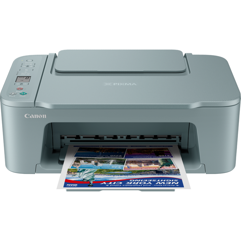 Canon PIXMA TS3752i WLAN-Farb-Multifunktionssystem Fotodrucker, Blaugrau Produkt Vorderansicht mit geöffnetem Fach