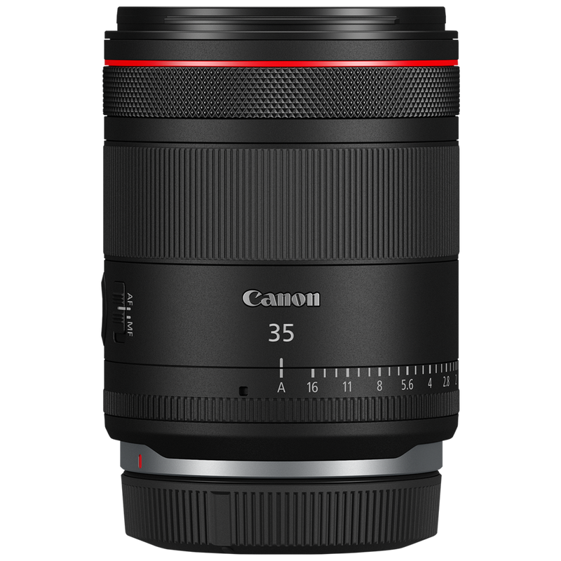 Canon RF 35mm F1.4L VCM Objektiv Produkt Vorderansicht mit Abdeckung