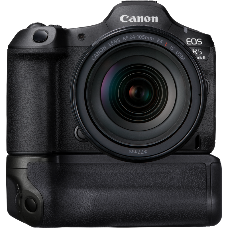 Canon BG-R20 Akkugriff Produkt Vorderansicht mit Produkt samt Kamera