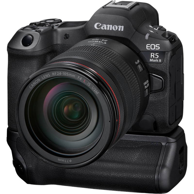 Canon BG-R20 Akkugriff Produkt Ansicht von rechts mit Produkt samt Kamera