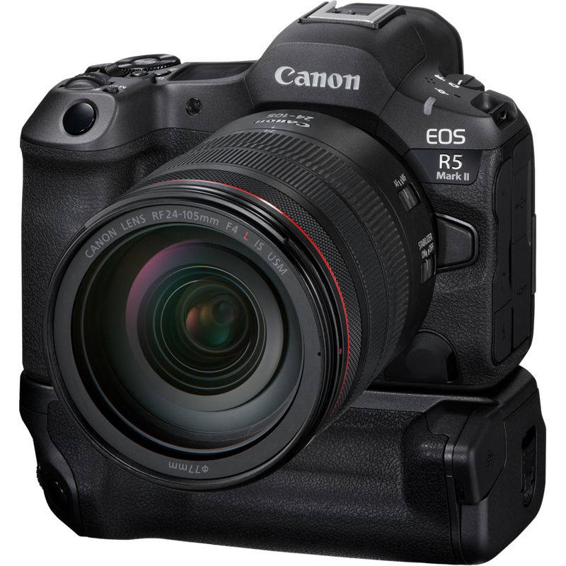 Canon BG-R20EP Akkugriff Produkt Ansicht von rechts mit Produkt samt Kamera