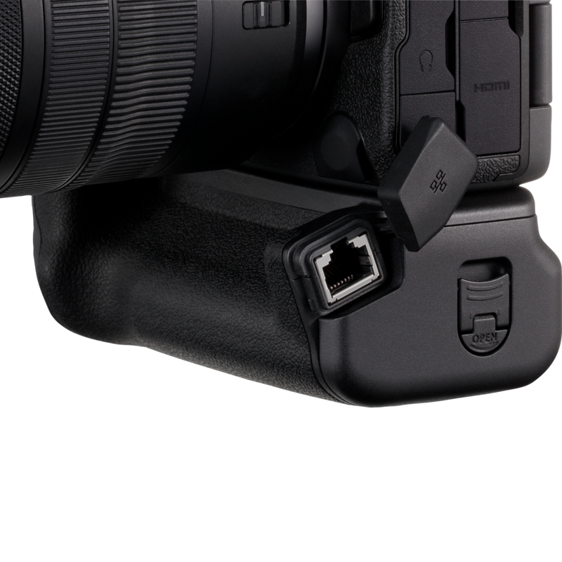 Canon BG-R20EP Akkugriff Produkt Ansicht von unten mit sichtbarem Port