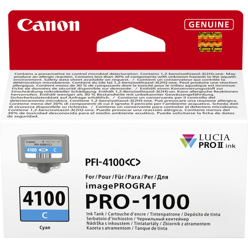 Canon PFI-4100C Produkt Vorderansicht der Verpackung