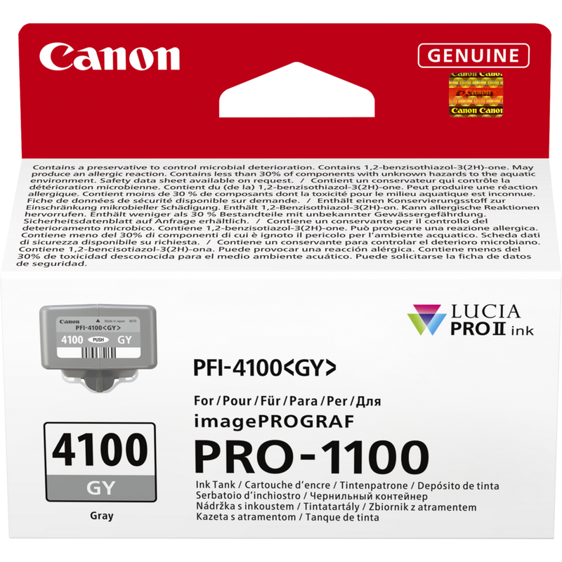 Canon PFI-4100GY Produkt Vorderansicht der Verpackung