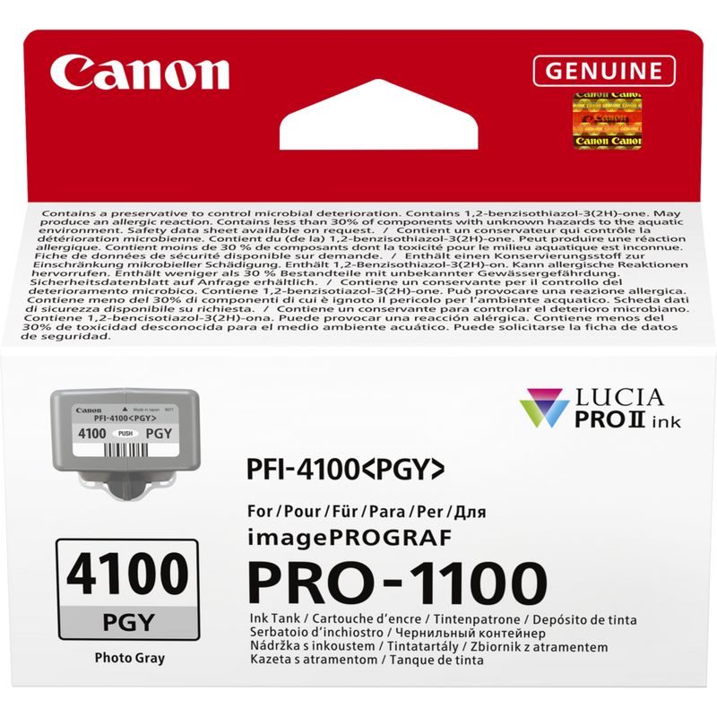 Canon PFI-4100PGY Produkt Vorderansicht der Verpackung