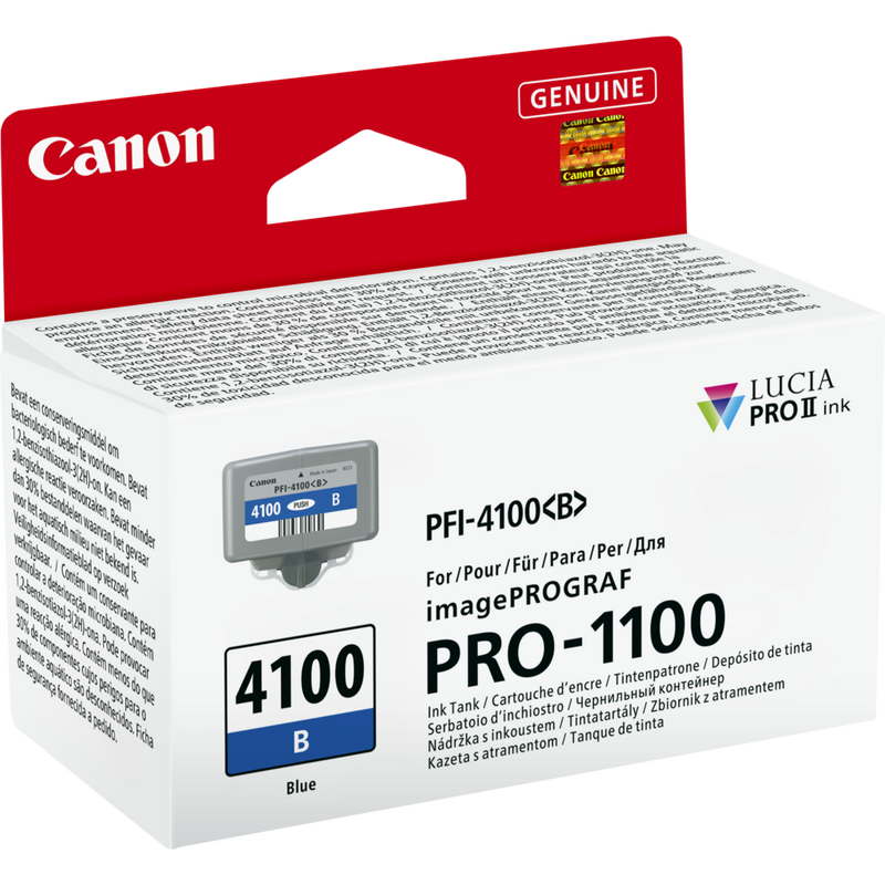 Canon PFI-4100B Produkt Diagonale Vorderansicht der Verpackung