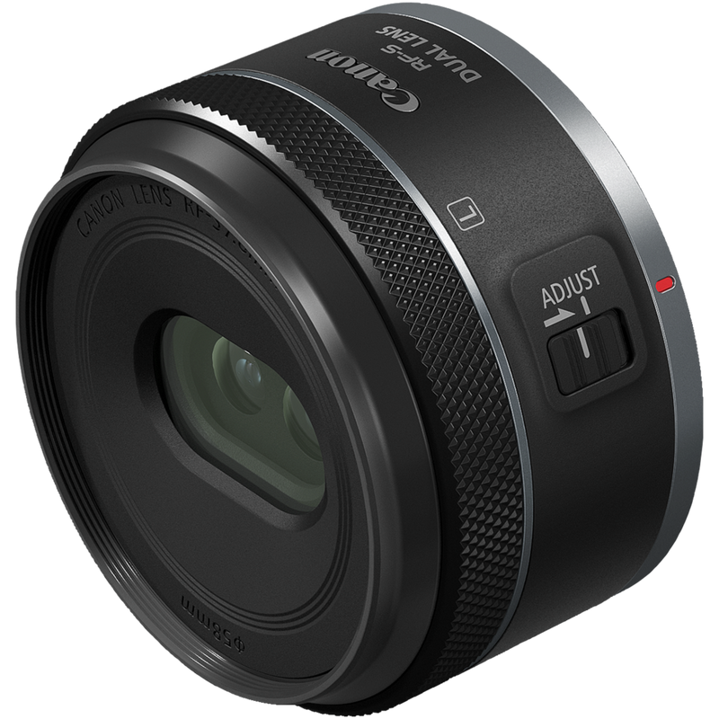 Canon RF-S 7.8mm F4 STM DUAL Lens Produkt Schrägansicht von vorne