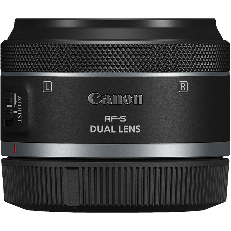 Canon RF-S 7.8mm F4 STM DUAL Lens Produkt Seitenansicht mit Abdeckung