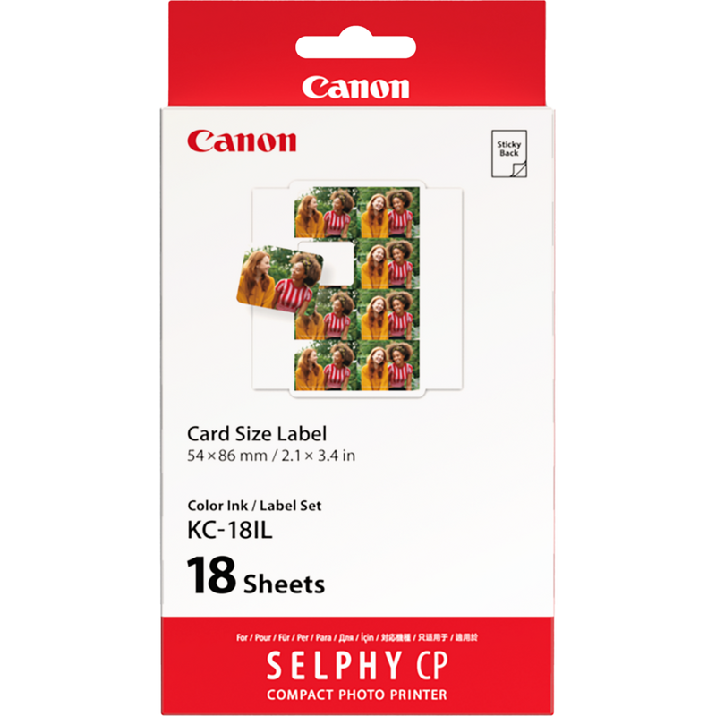 Canon KC-18IL Farbtinte + 54x86mm Sticker-Papier, 18Blatt Produkt Ansicht von links mit Produkten