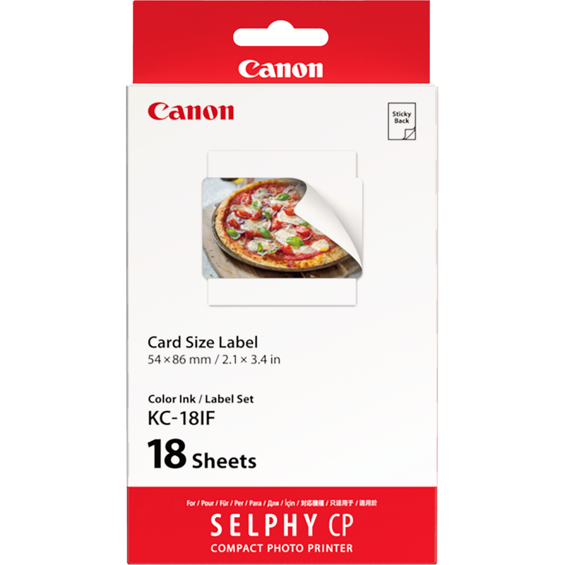 Canon KC-18IF Farbtinte + 54x86mm Sticker-Papier, 18Blatt Produkt Ansicht von links mit Produkten