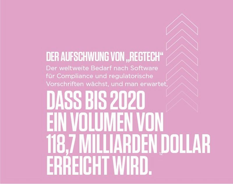 The rise of regtech global demand for regulatory, and compliance software is growing, and is expected to reach 118.7 billion dollars by 2020