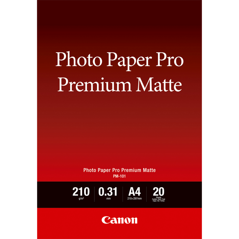 Canon PM-101 Premium Matte Photo Paper A4 - 20 Sheets Product Front View