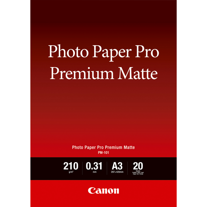 Canon PM-101 Premium Matte Photo Paper A3 - 20 Sheets Product Front View