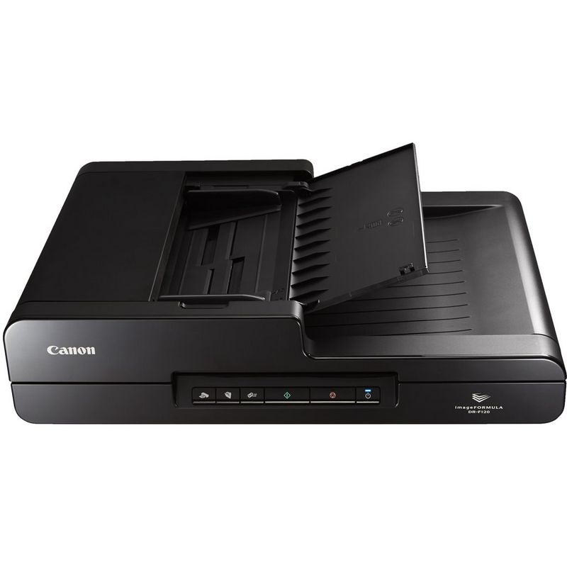 Canon imageFORMULA DR-F120 Flachbett-Dokumentenscanner Produkt Vorderansicht mit geöffnetem Dokumenteneinzug