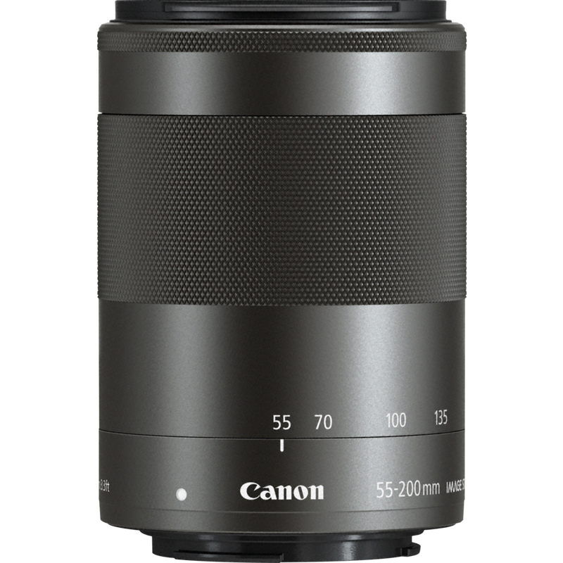Canon EF-M 55-200mm f/4.5-6.3 IS STM Objektiv – Graphit-Grau Produkt Vorderansicht