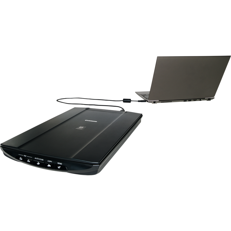 Canon CanoScan LiDE 220 Produkt Produkt, das mit einem Laptop verbunden ist