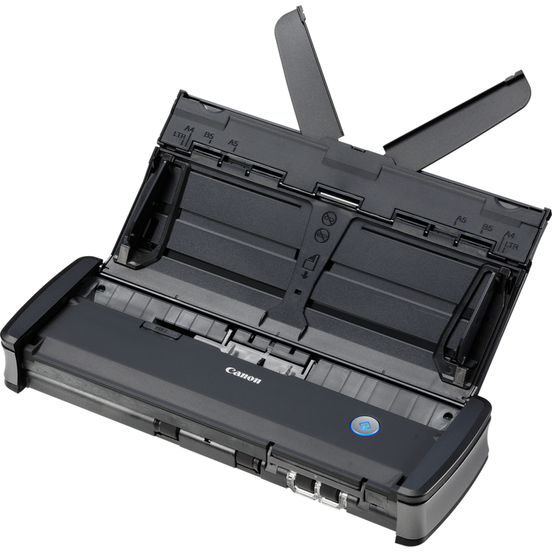 Canon imageFORMULA P-215II tragbarer Dokumentenscanner Produkt Ansicht von oben mit offenem Bedienfeld