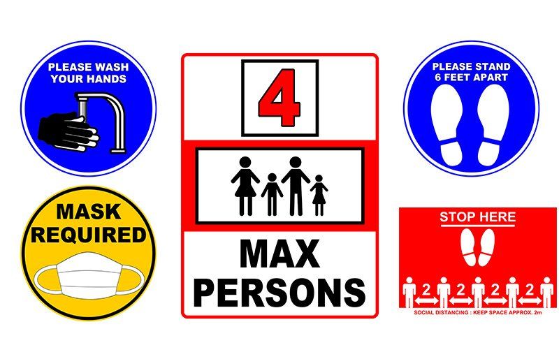 Social distancing clipart used in PosterArtist software