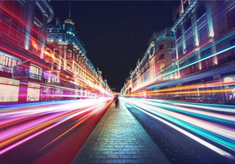 City street with a colourful speed/motion effect applied