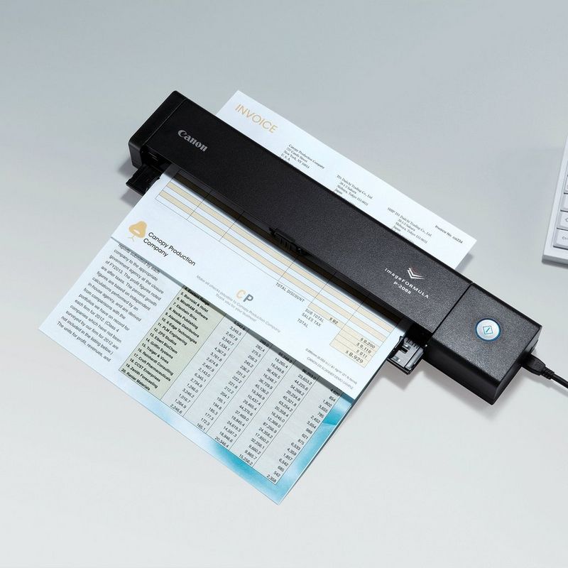 Canon imageFORMULA P-208II mobiler Dokumentenscanner Produkt Ansicht von oben mit Rechnung