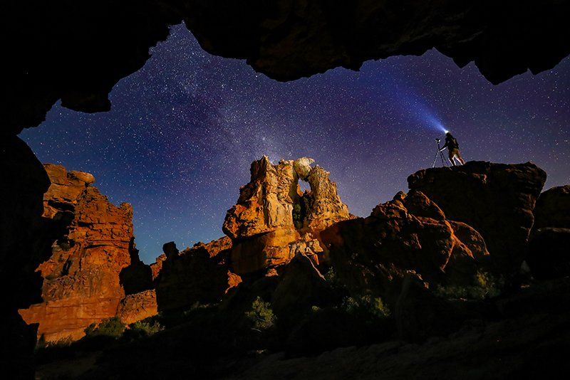 stars over rock formations