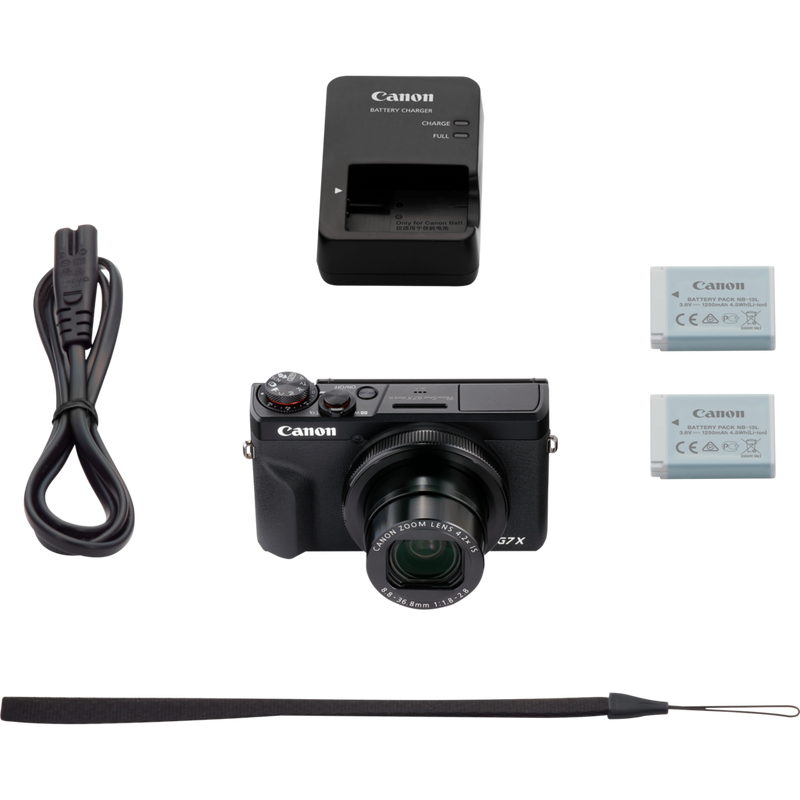 Canon PowerShot G7 X Mark III Kompaktkamera, Schwarz + Ersatzakku, Lieferumfang des Produkts
