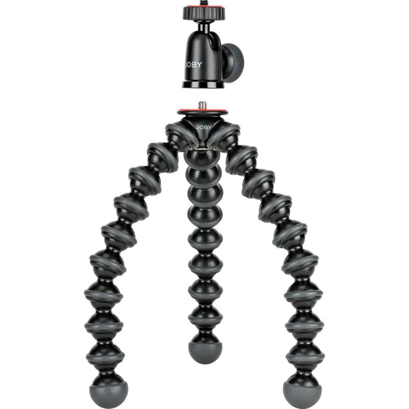 JOBY GorillaPod 1K Stativ plus BallHead 1K Kit Produkt Schräge Vorderansicht mit abgenommener Oberseite