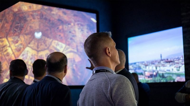 Man viewing projection