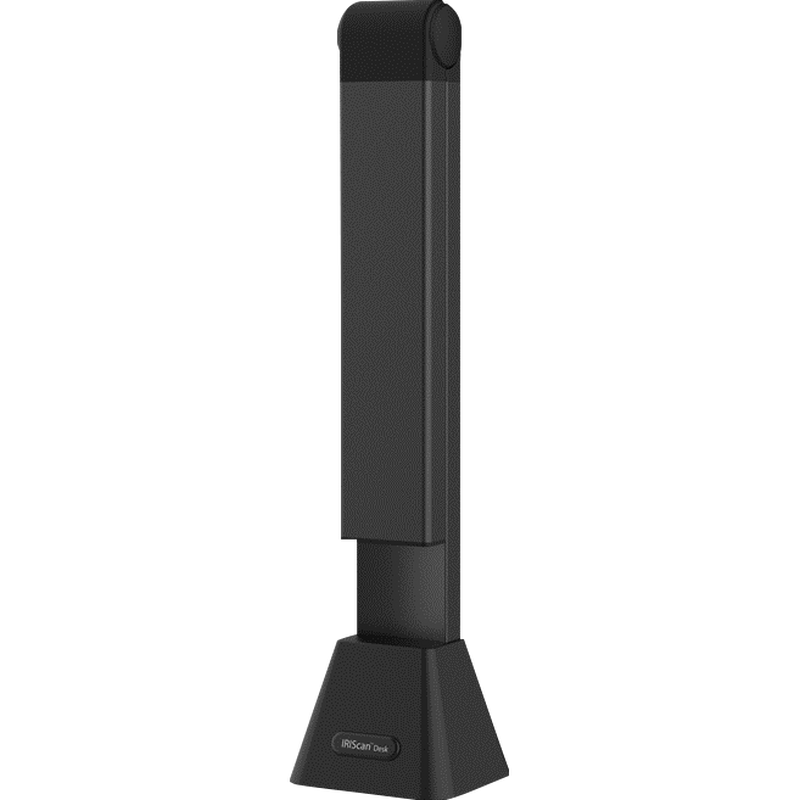 IRIScan Desk 5 Pro Desktop-Kamerascanner Produkt Vorderansicht von links bei gefaltetem Produkt