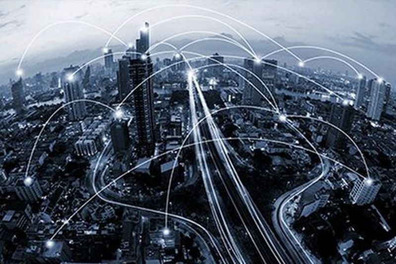 Black and white cityscape