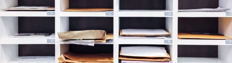 Traditional office pigeonholes for mail