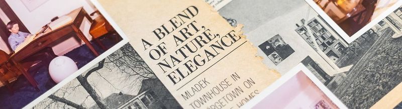 A collage of images and cuttings from newspapers.