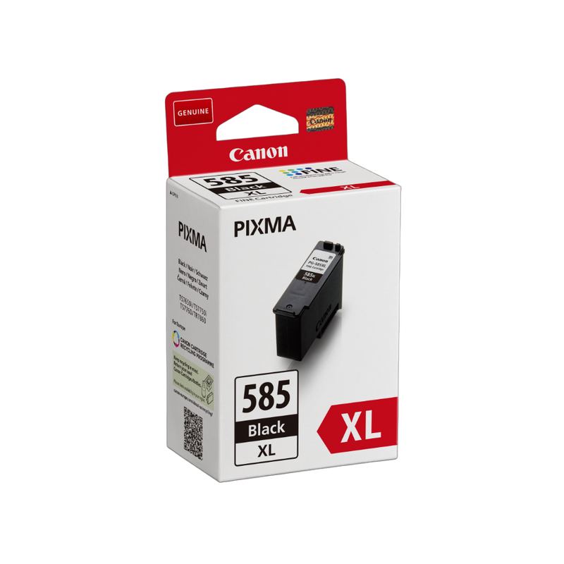 Canon PG-585XL ergiebige Schwarz-Tintenpatrone, schräge Vorderansicht der Produktverpackung