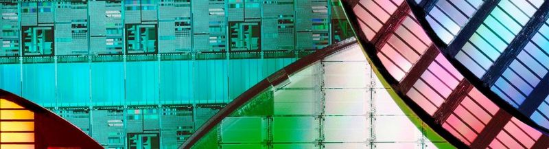 Semiconductor chips, fashioned into a colourful design