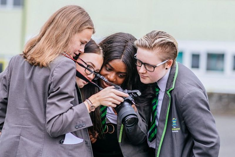 Students in photography workshop in West Cumbria