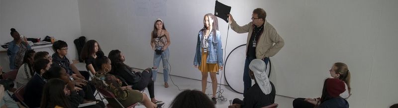 Canon Ambassador Clive Booth demonstrates the power of lighting to young people at University of the Arts London