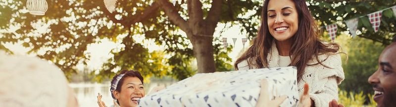 Woman receiving a present