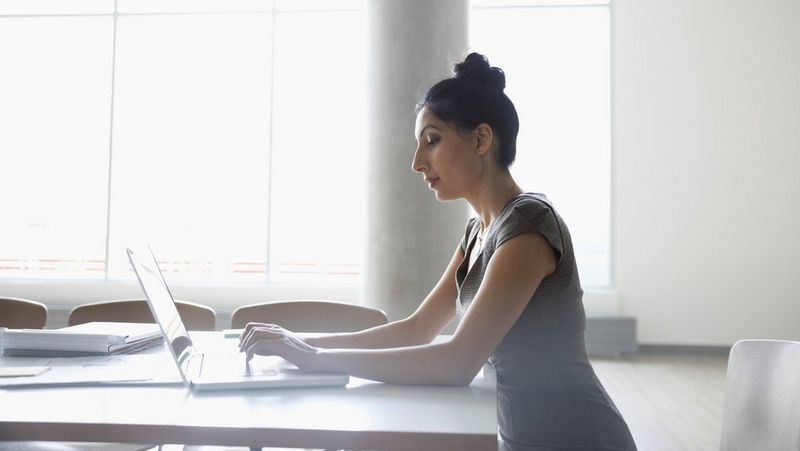 Woman working on laptop 