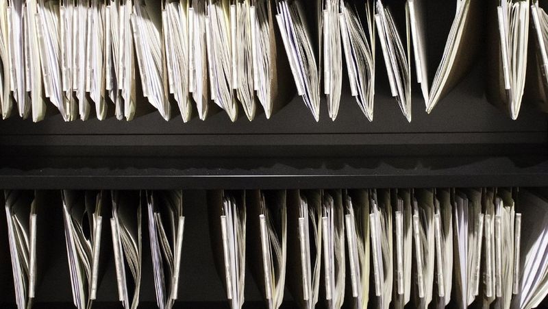 Documents in filing cabinet