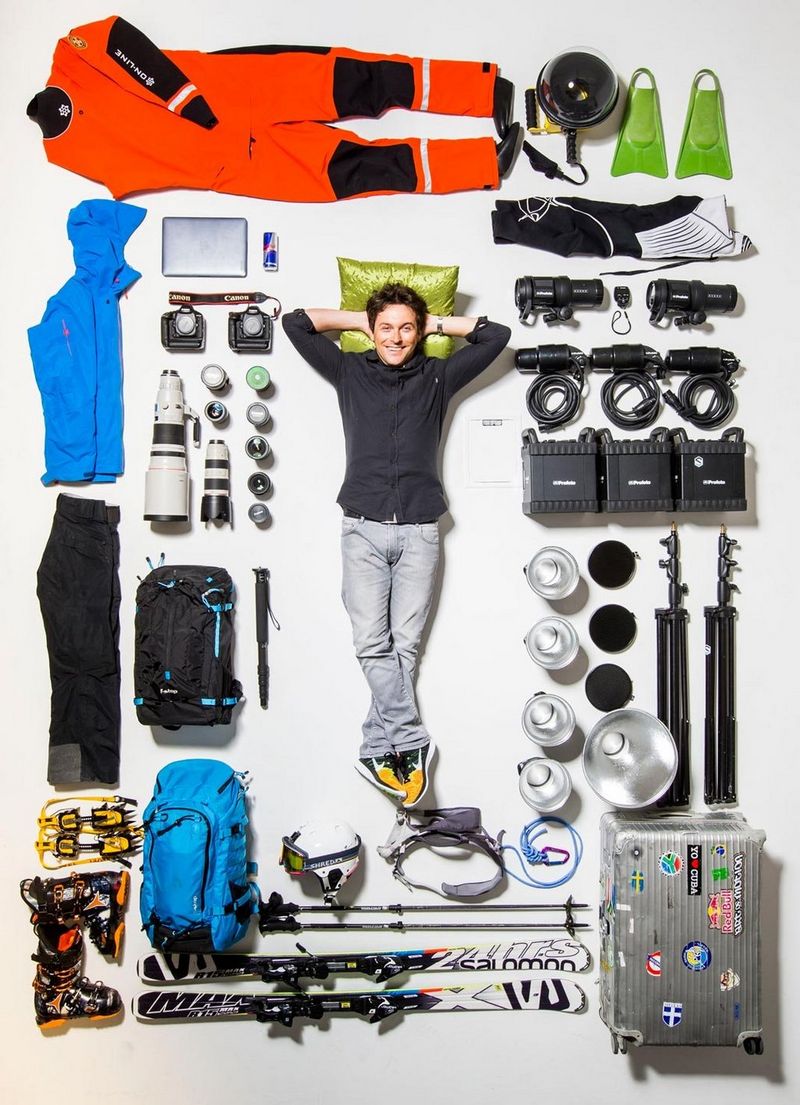 Photographer surrounded by equipment