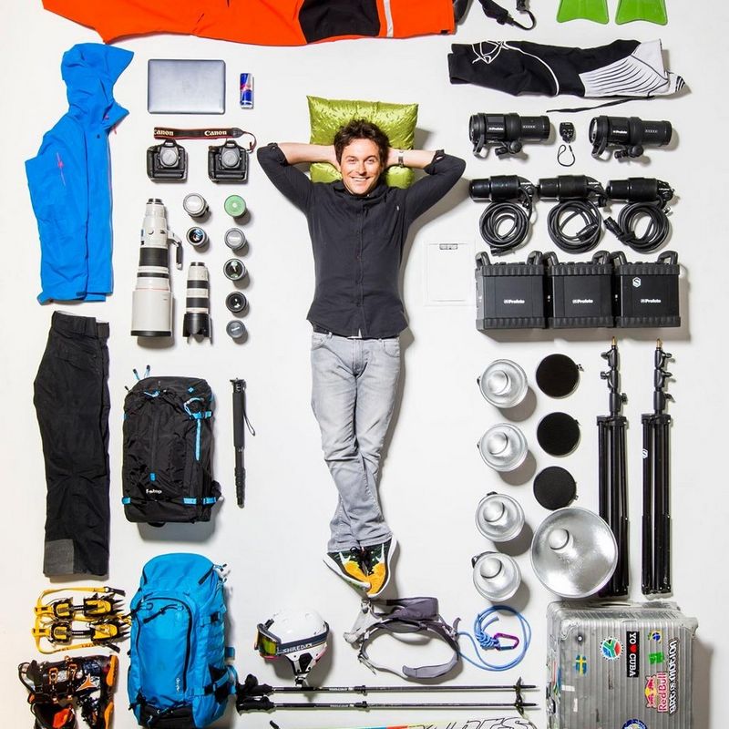 Photographer surrounded by equipment