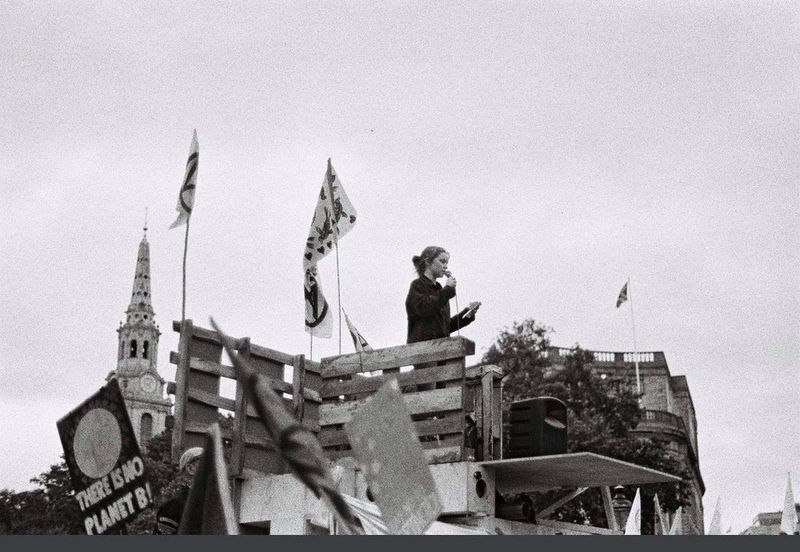 Bella speaking at the student climate protests