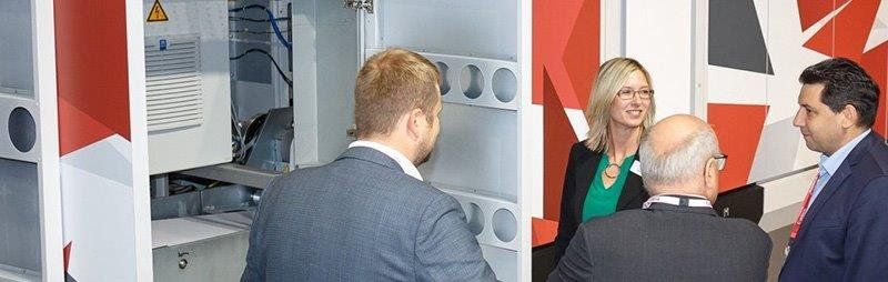 Verena gives a product demo to a group of customers