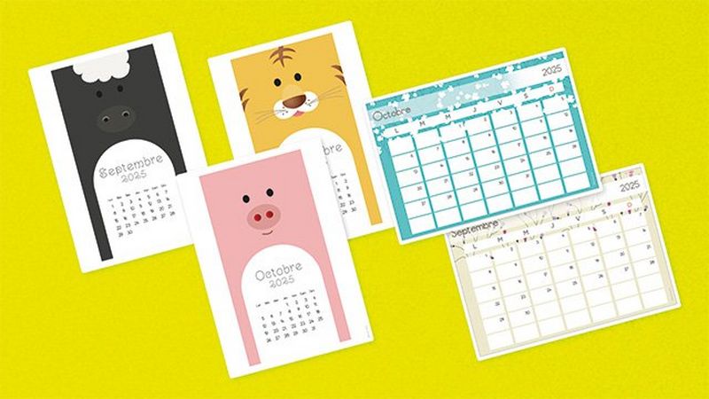 Calendrier mensuel septembre 2025 à août 2026