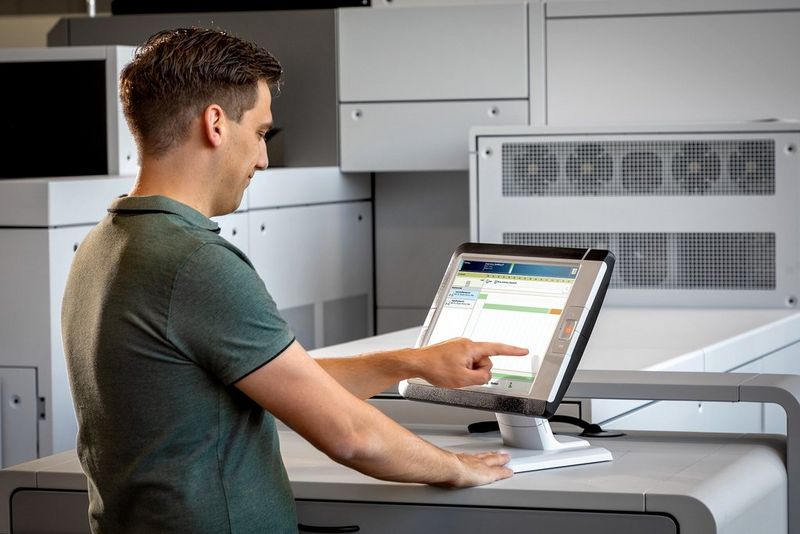 Man working with workflow software