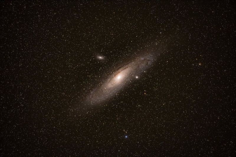 A detailed view of the Andromeda galaxy spiral, photographed with a Canon EOS Ra.