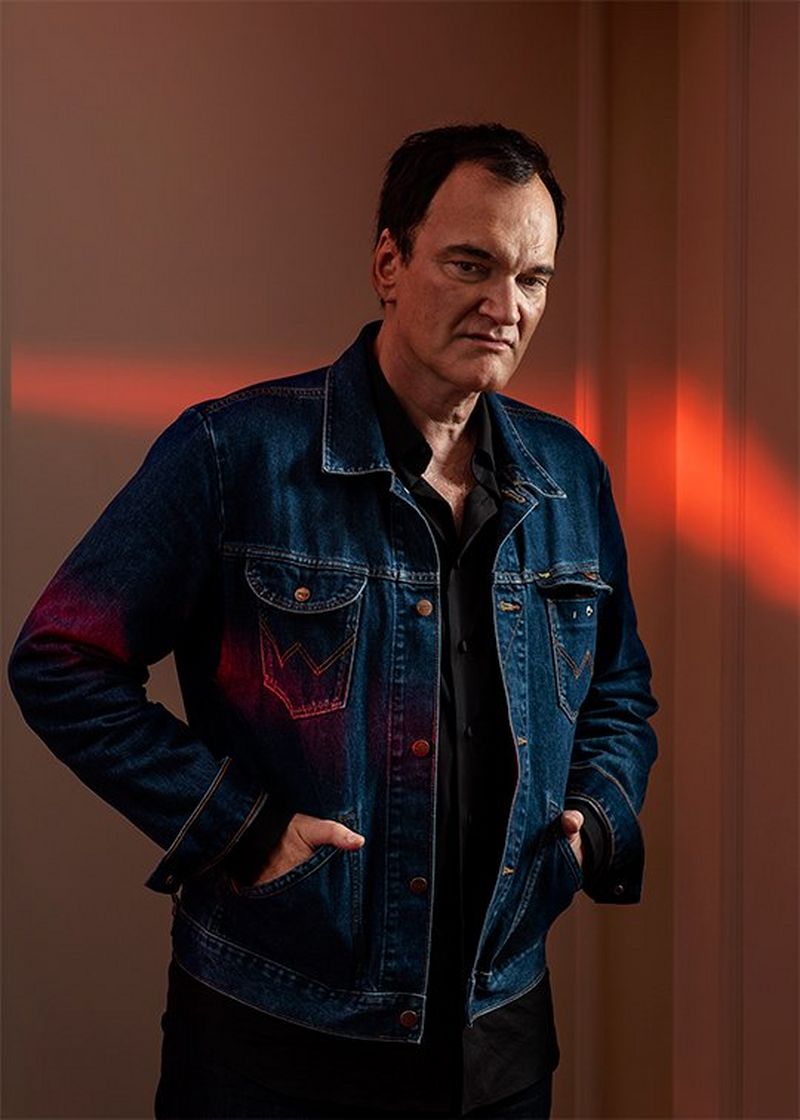 A portrait by Paolo Verzone of director Quentin Tarantino in denim, taken on a Canon EOS R.