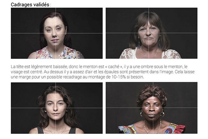 Four examples of acceptable framing for filming interviews.